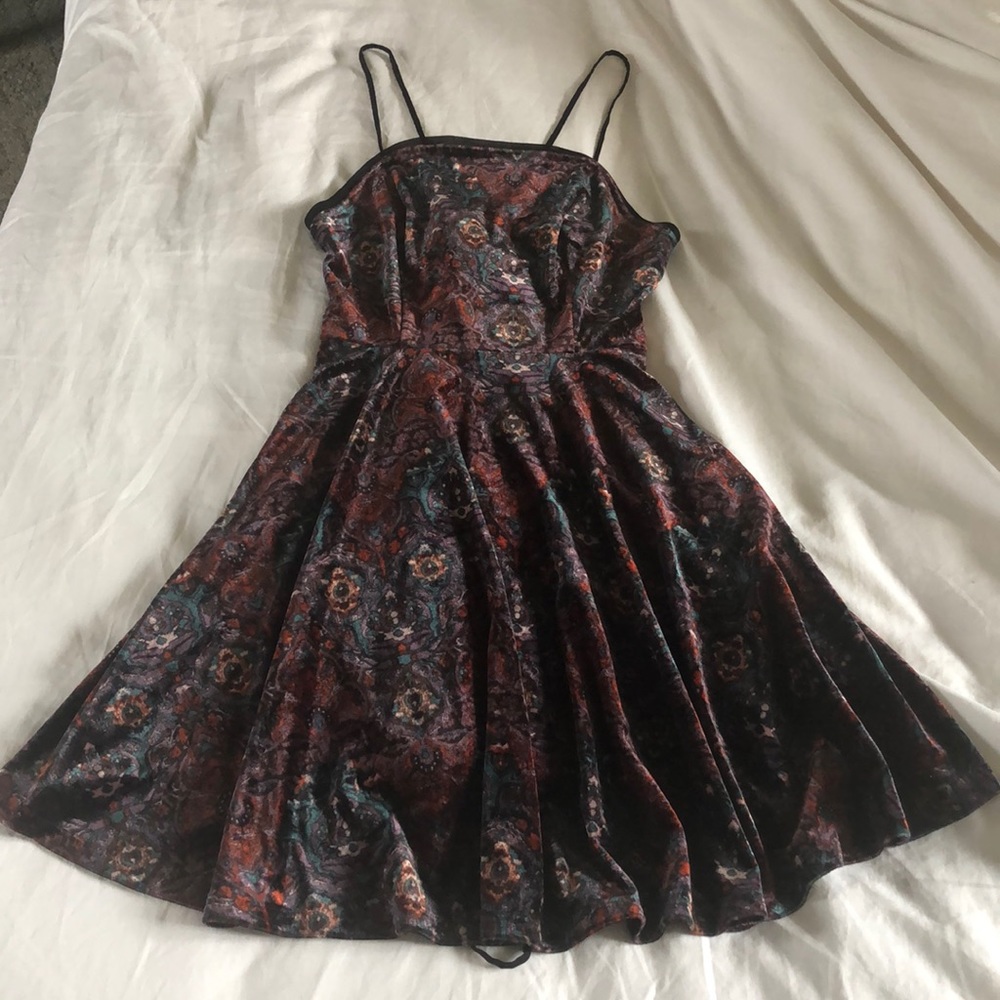 Velvet print urban outfitters cocktail dress